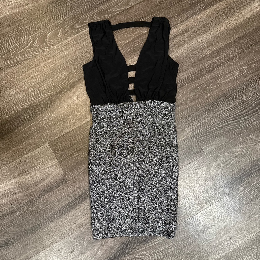 Finesse Black and Gray Backless Dress